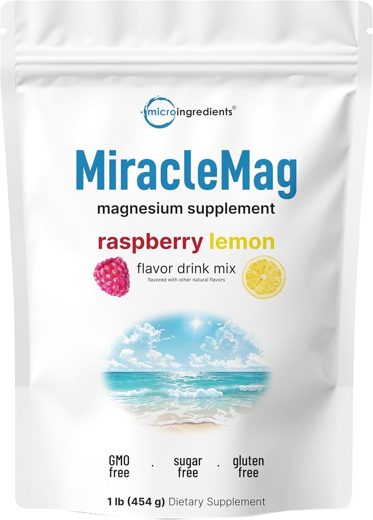 MiracleMag Calm Magnezu Proszek, 1lb Bis 124; Magnezu Citrate Supplement Description 124; Słodka cytryna malinowa Aflavored 124; Calm & Relaxation Mineral Support Description 124; Łatwy Absorbowany jonowy magnez Description 124; Non-GMO, Wegan, Cukier wolny