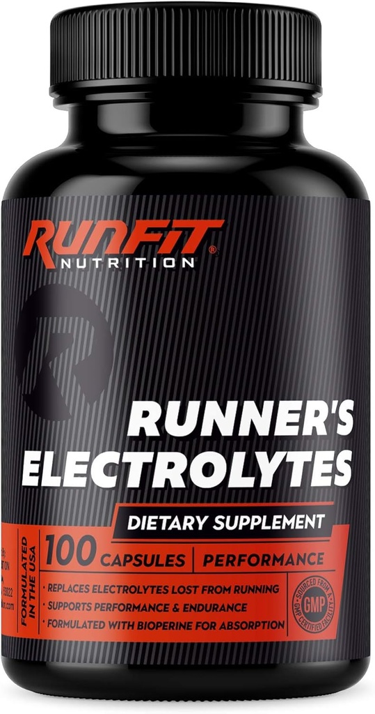 Runner 's Electrolytes - Stop Cramps Now - Wzmacnia Endurance & Stops Zmęczenie mięśni - Salt Electrolyte Pills - Wzmacnia Hydration - Uzupełnia Exact Electrolytes Lost Podczas biegania - 100 Kapsułki