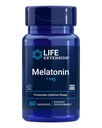 Life Extension Melatonin 1 mg - Na Restful Night, Hormon Równowaga, i zdrowie immunologiczne - Natychmiastowe uwalnianie - Bezglutenowy, Non-GMO - 60 Kapsułki