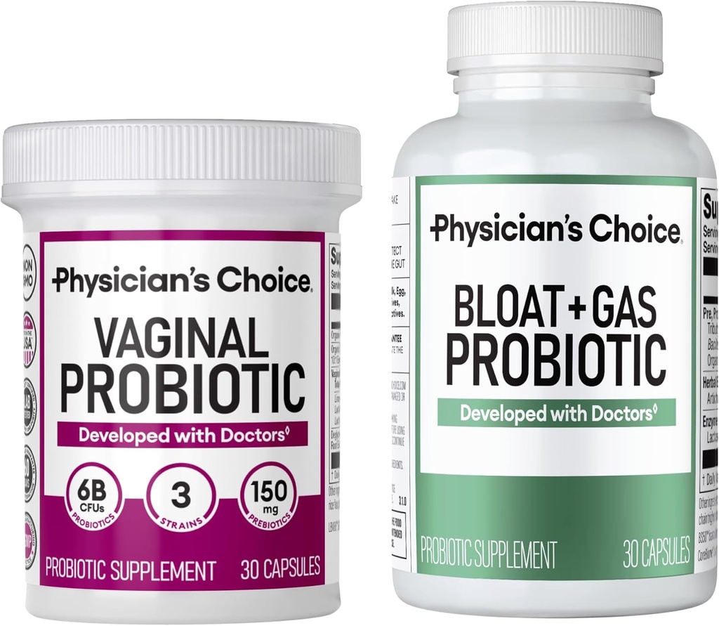 CHOICE lekarza Waginalne Wellness Probiotic 30ct + Bloat & Gas Probiotic 30ct - Miesięczna pomoc dla kobiet