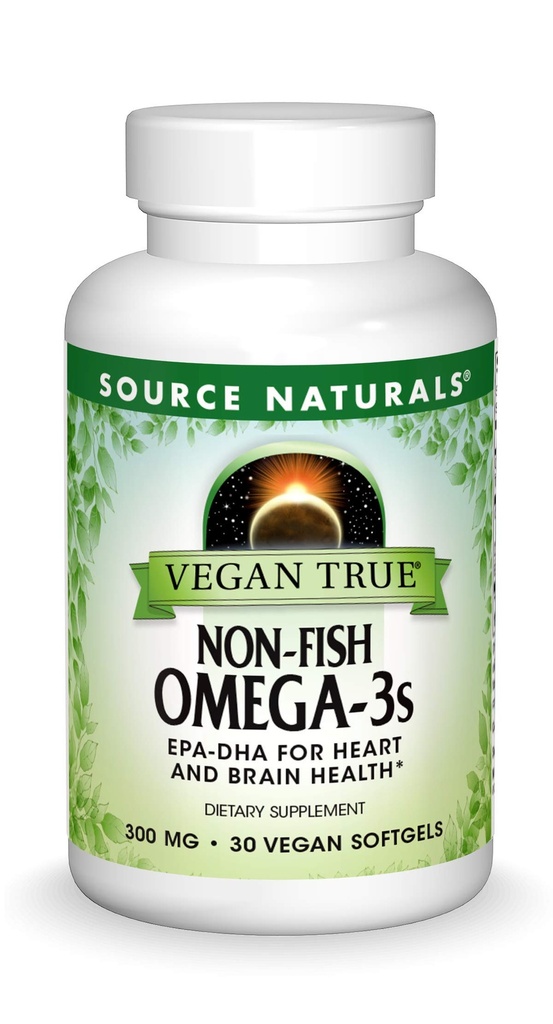 Źródło Naturals Vegan True, Non-Fish Omega- 3, EPA- DHA Wspiera Heart and Brain Health *, 300 mg - 30 Vegan Softgels