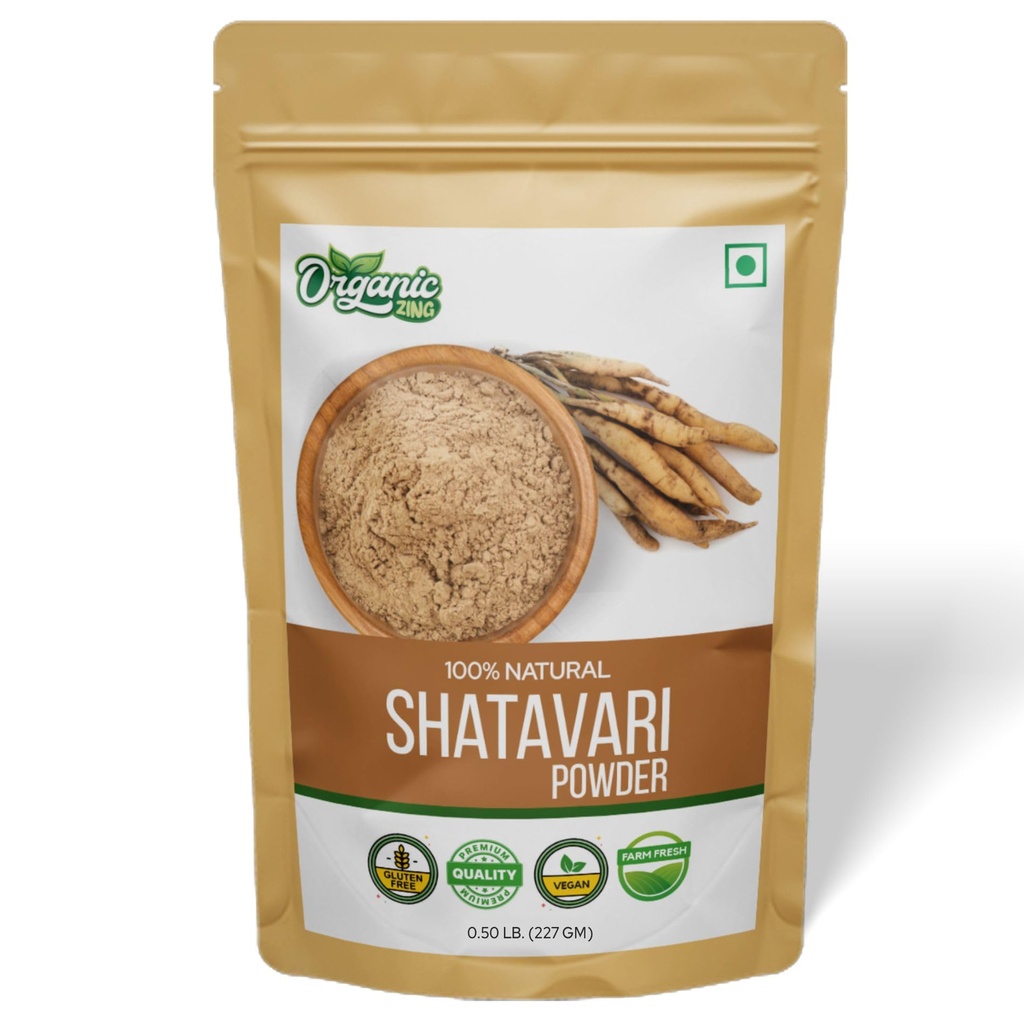 ORGANIC ZING Shatavari Proszek Ekstrakt z Asparagus racemosus Korzystny dla zdrowia kobiet- 8 oz (227 gm) Opakowanie po 1