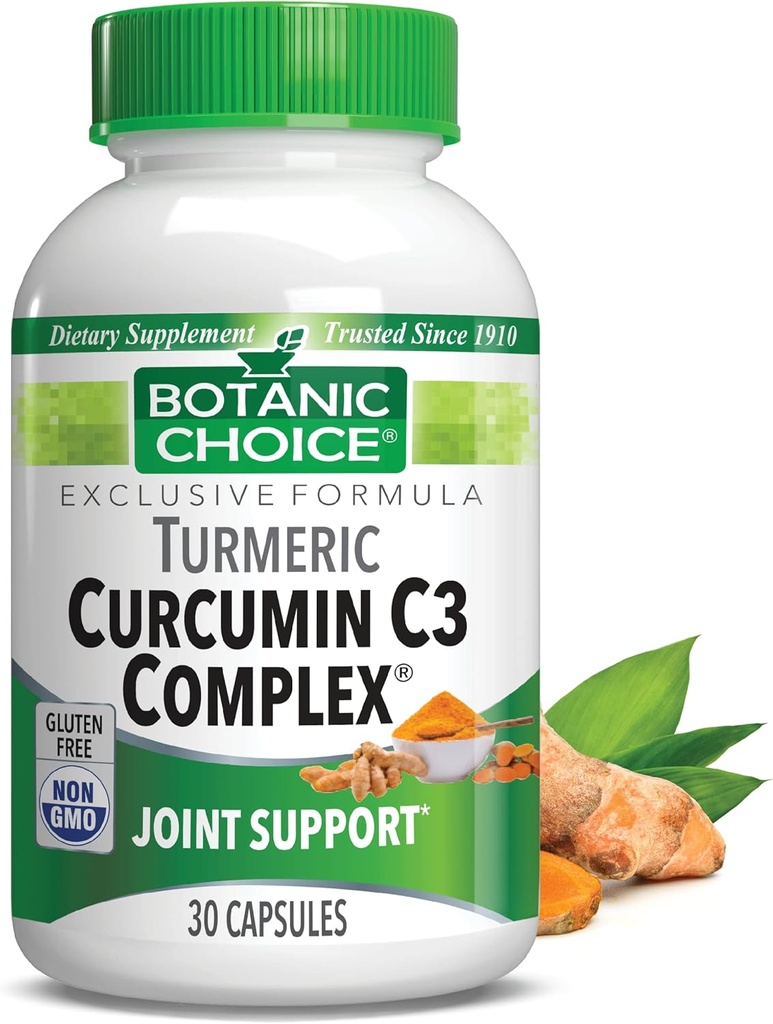 Botaniczny wybór Curcumin C3 Complex z bioperine - Codzienne suplement dla dorosłych - 30 tabletek