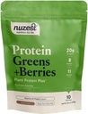 Nuzest - Zielone białka + Jagody - Proszek Superfood - Mieszanka białka roślin - 300g / 10,6 oz Pouch (10 Sług) (Kakao, 300g)