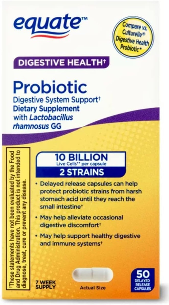 Równanie Probiotic Supplement Digestive System Support - Ogólne Digestive Health Support - Minimalizuje zaparcia, Biegunka, Gaz & Bloating - Opóźnione uwalnianie kapsułki, 50 Count