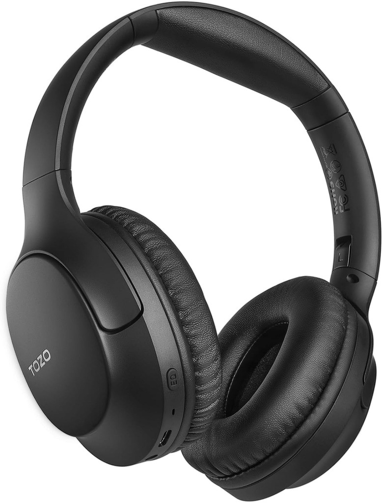 TOZO HA1 Bluetooth 5.4 Ponad słuchawki ucha, 70H Playtime z Mic, Składany bezprzewodowy zestaw słuchawek, Deep Bass Stereo Dźwięk Dostosowalny 32 EQ tryb muzyczny Via Button & App for Travel and Home, Aktualizacja