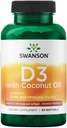 Swanson wysokiej mocy witaminy D-3 w / kokosowe - Natural Supplement Promoting Bone Health & Immune System Support - Może pomóc zwiększyć wchłanianie wapnia - (60 Softgels, 125mcg każdy)
