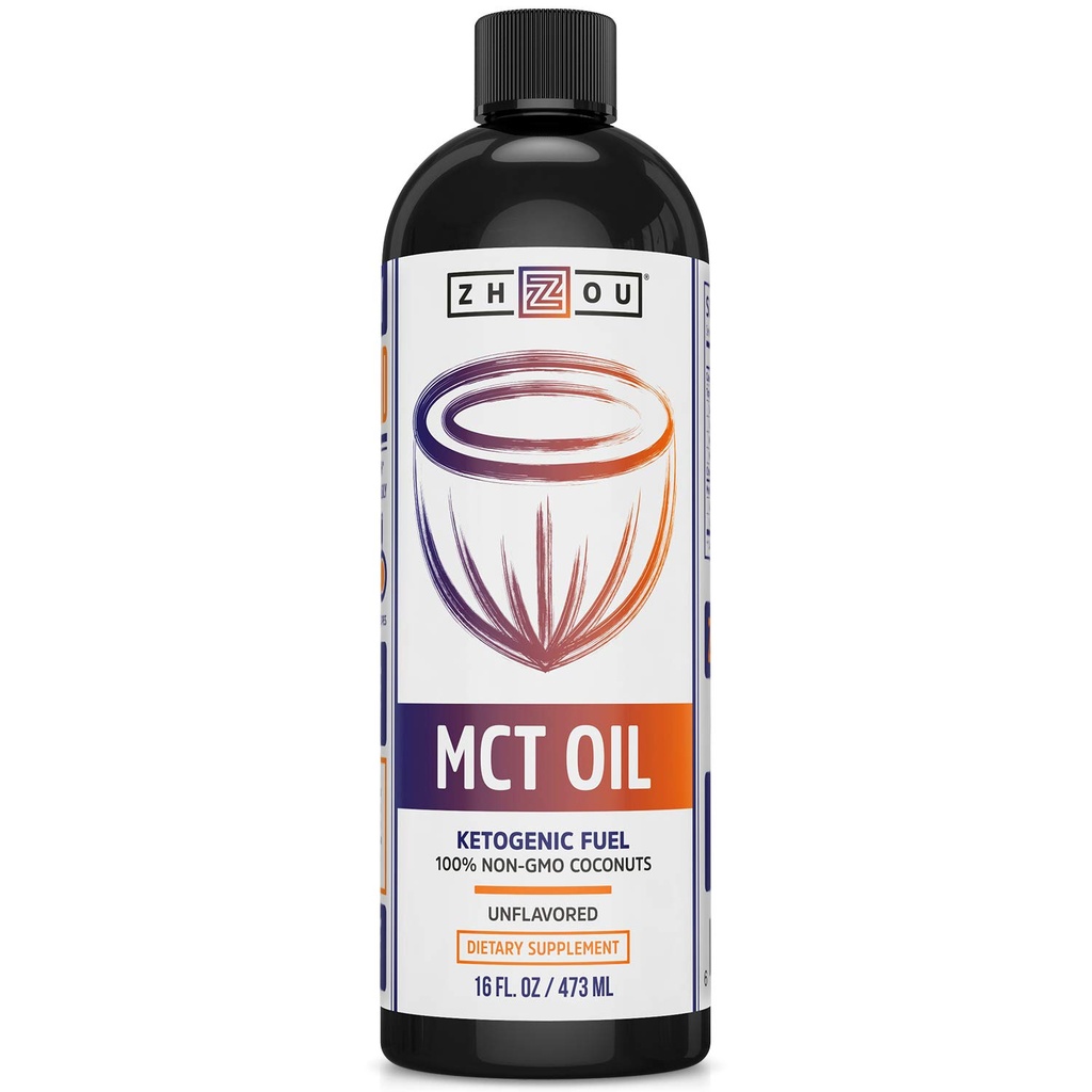 ZHOU MCT Oil: 52862: Olej, niełuskany (Btl- Plastic) 16oz