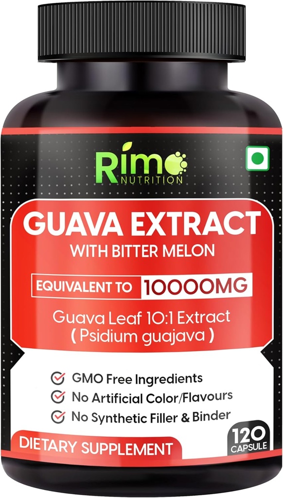 Guava Leaf Extract with Bitter Melon 120 Veg kapsułki 1000 mg Per Serving (120 kapsułki, Guava)