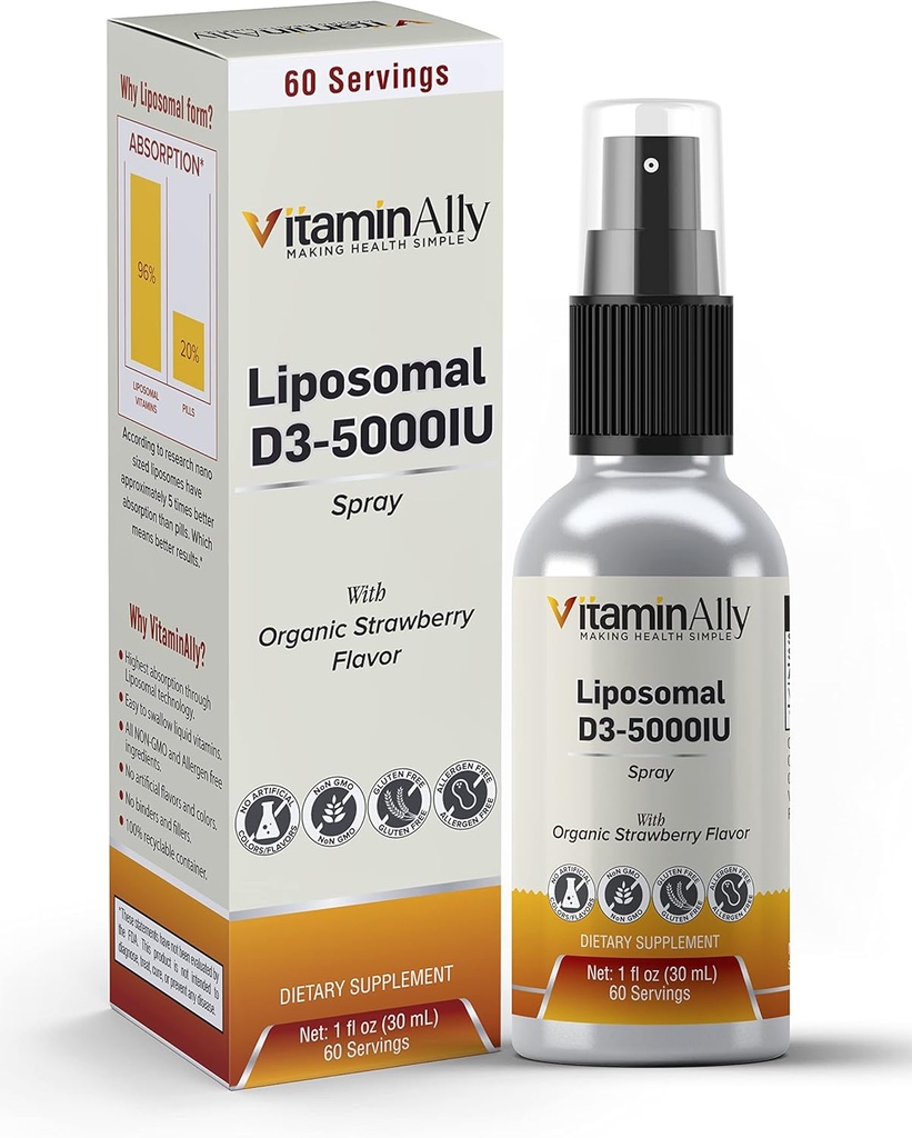 Liposomal Liquid Witamina D3- 5000j.m. Rozpylać 124; 2 Miesiące Dostawy 124; 1 fl oz 124; Non-GMO Video 124; Cukier wolny 124; Gluten wolny 124; Podróże Przyjazne 124; Podtrzymuje zdrowie kości, system immunologiczny i zdrowy nastrój
