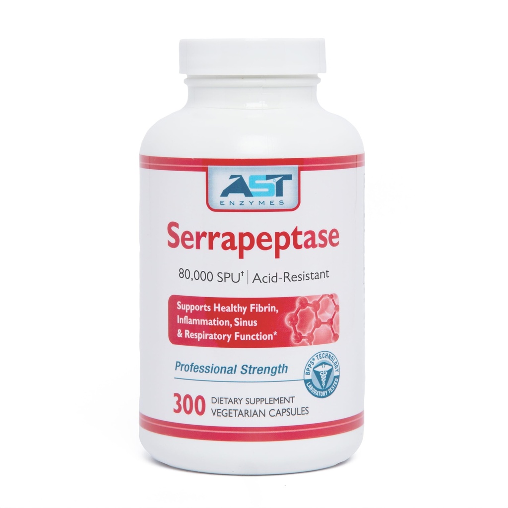 AspAT Enzymy Serrapeptazy 80 000 SPU - 300 Kapsułki wegetariańskie - Premium Naturalne Enzymy Systemowe - Oporny na działanie kwasu serrapeptazy
