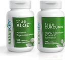 NatureCity Joint Support Bundle 124; True- Aloe Made with Organic AloeVera, 120 Capsules + True- Curcumin with 500mg Highly Absorbable BCM- 95 Curcumin + Turmeric Essential Oil, 30 Capsules