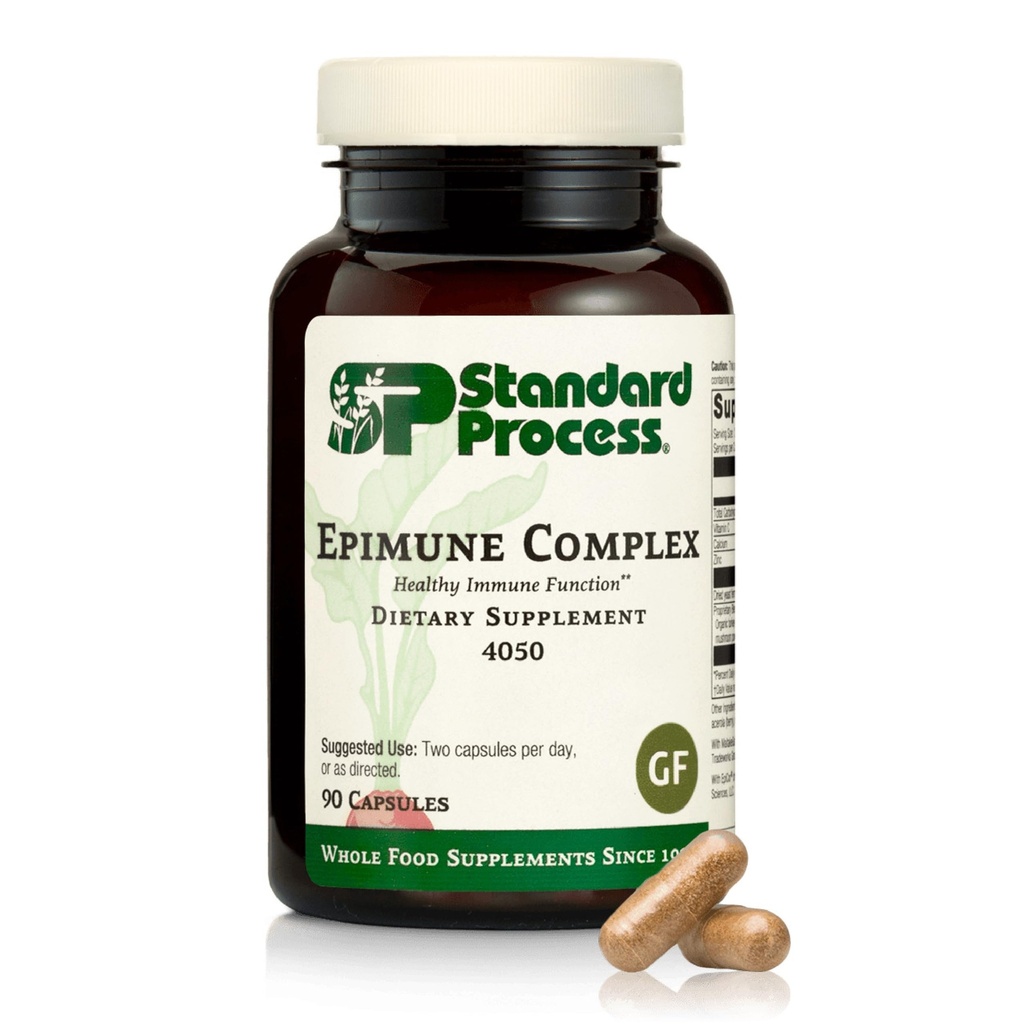 Standard Process Epimune Complex - Wegańskie wsparcie układu immunologicznego - Suplement do zdrowia układu oddechowego i immunologicznego z Maitake & Turcja Grzyby z ogonem - Wegańskie, Wegetariańskie i Gluten- Free - 90 Kapsułki
