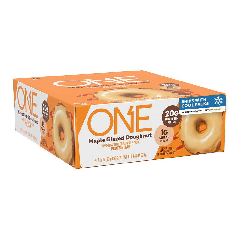 One Protein Bars, Maple Glazed Doughnut, Gluten Free z 20 g Protein i 1 g cukru, spiżarnia Staples, 2.12 oz (12 Hrabia)