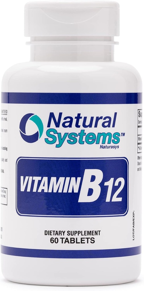 Witamina B12 60 Tabletki 1000 µg według systemów naturalnych - B12 Witaminy 1000mg dla dorosłych Pomaga stymulować pamięć * - Witamina B12 1000 µg dla dobrego spożycia * - Witamina B12 Wsparcie metabolizmu energii *
