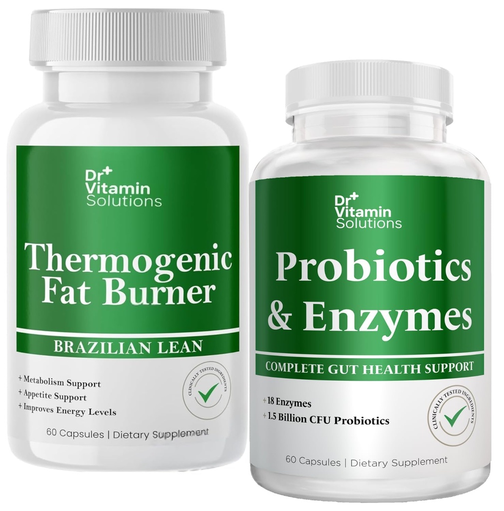 DR VITAMIN SOLUTIONS Termogeniczne spalanie tłuszczu i protetyki pokarmowe enzymy z prebiotykami dla zdrowia i nadmuchiwania kobiet i mężczyzn - Bundle 90 Czapki