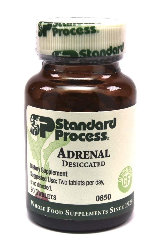 Standard proces- Nadnercza Desiccated / Nadnercza Wsparcie dla produkcji energii, funkcji układu immunologicznego i zdrowia nadnerczy, Gluten Free, 90 Tabletki