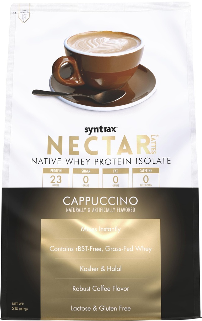 Syntrax Nektar odżywczy Lattes, 100% Izolat białka serwatki Proszek, Cappuccino, 2 kg