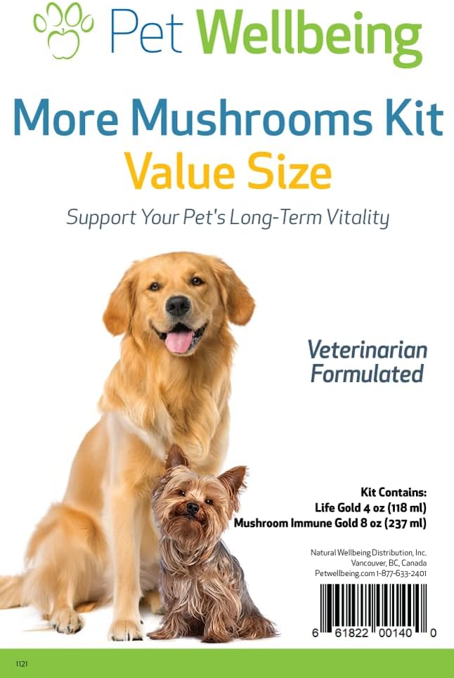 Pet Wellbeing More Mushrooms Kit for Dogs - Wsparcie dla układu immunologicznego i ochrony przeciwutleniacza - Vet- Skomponowane z indyka Ogon, Reishi, Maitake, Astragalus