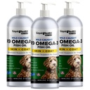 Liquid Health Zwierzęta K9 Omega 3 Olej rybny dla psów - Płynny Omega 3 Suplement dla zwierząt domowych z EPA + DPA + DHA - Redukcja swędzenia i rozrzucania, Joints wsparcia, Immunitet, Mózg, Heart Health - USA Made (3 Pack)