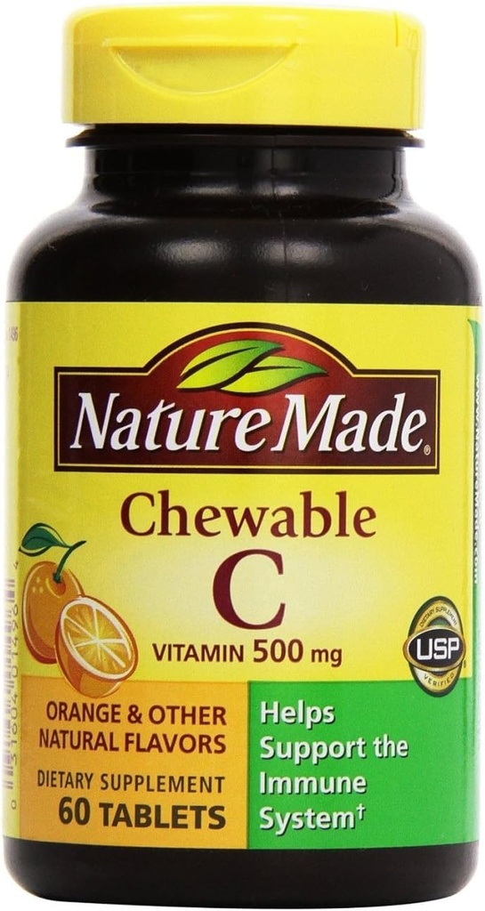 Nature Made - Witamina C 500 mg, 120 tabletek do żucia (Twin Pack 2 x 60)