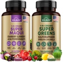 All in One Superfood Bundle - Super Maqui Berry & Super Zielone - Gut Health, Imimmunologiczne, Skóra, Wellness Support - Nie GMO, Gluten Free, Wegańskie suplementy