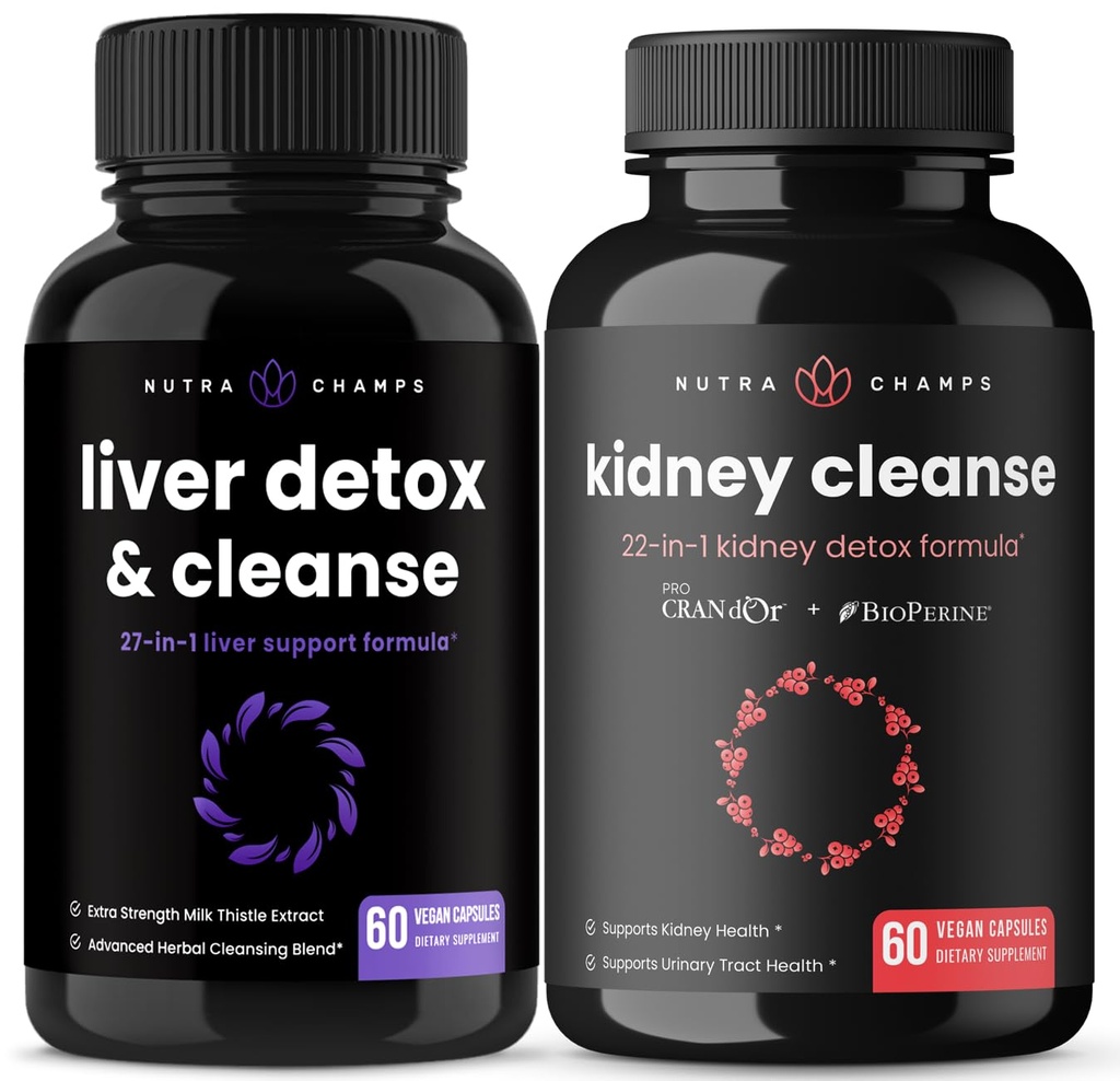 NutraChamps Liver Cleanse kapsułki i nerek Cleanse kapsułki 2 Pack Bundle
