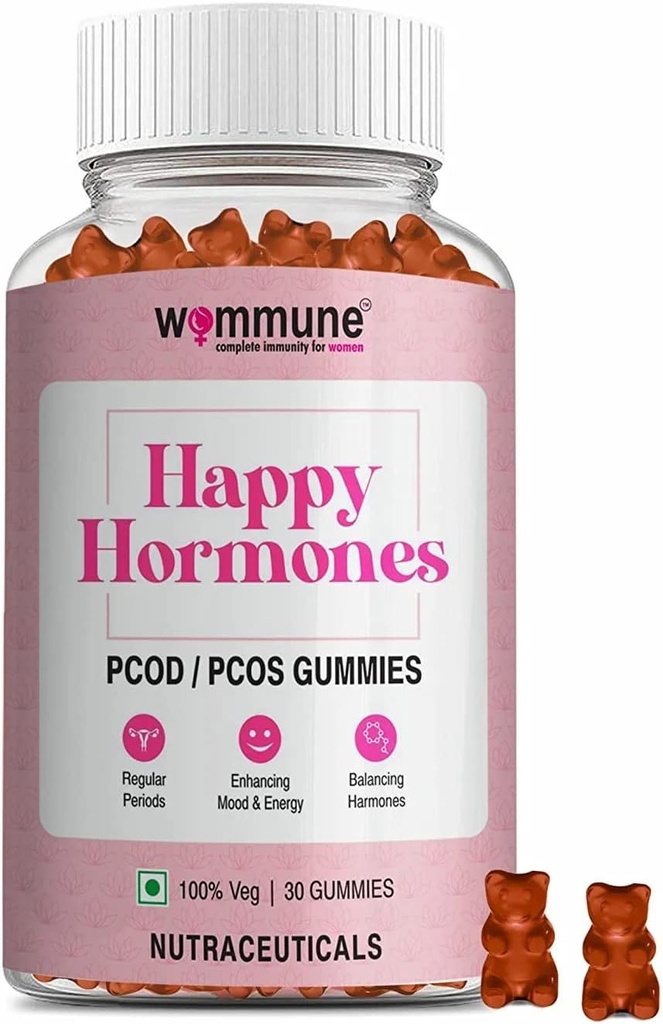 PCOD PCOD Balance Gummies Yellow 124; dla regularnych okresów I Hormonal Nierównowaga, Naturalna Ciąża I Inositol Ufortyfikowana Pomoc w twarzy włosy i trądzik, Opóźniony okres - Revitalize, Rebalance, Recharge - Gummies