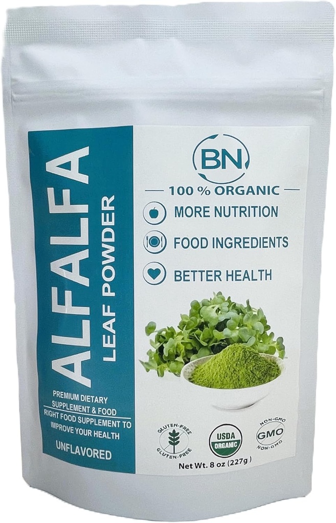 Alfalfa Liść proszek - Green Superfood Suplement do napojów, herbata, shakes, Wegan, Gluten Free, Nie GMO, Kosher