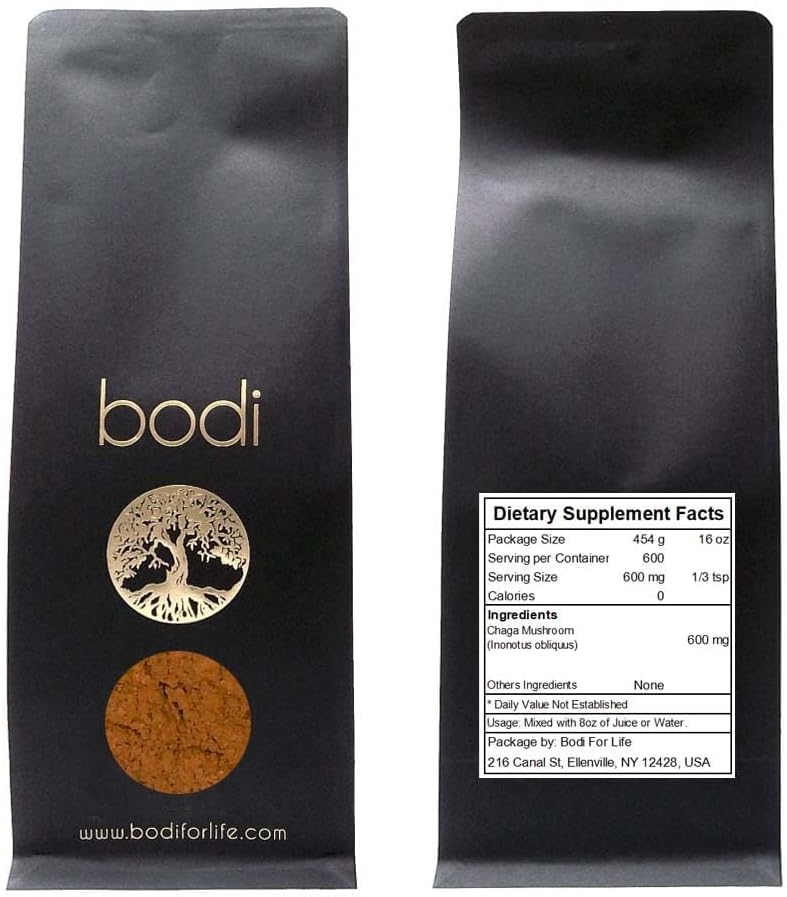 bodi: Chaga Mushroom Fine Powder Building 124; 2oz to 5lb Building 124; 100% Pure Natural Hand Crafted (4 unce)