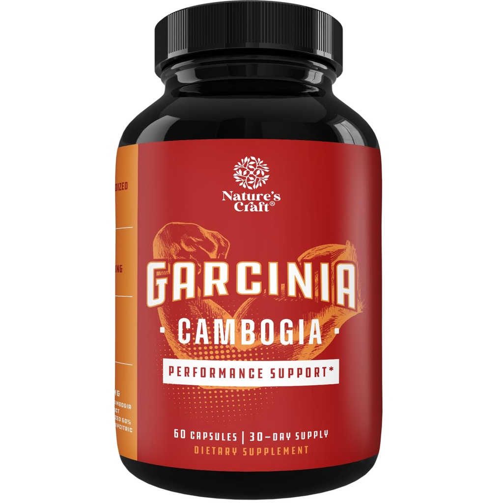 Silne Garcinia Cambogia Extract Kapsułki z 60% HCA - Niestymulant Garcinia Cambogia suplement odchudzania z kwasem hydroksycytrynowym i chromem dla równowagi, energii i wsparcia metabolizmu - 60