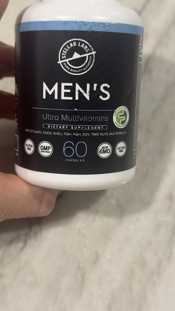 Stellar Labs Men 's Low FODMAP Vegan Daily Multivitamin, No Iron Needle 124; Easy On Sensitive Stomachs, Easy to Połknięcie Witamin 124; Immune Support, Przeciwutleniacz Mieszanka energii, Mężczyzna Wsparcie 124; IBS Przyjazne kapsułki