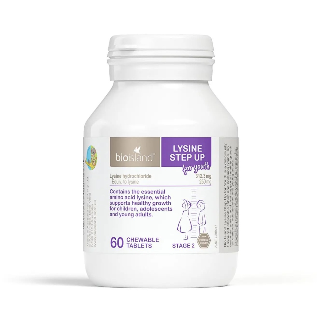 Bio Island Lysine Krok w górę dla młodzieży 60 Tabletki do żucia