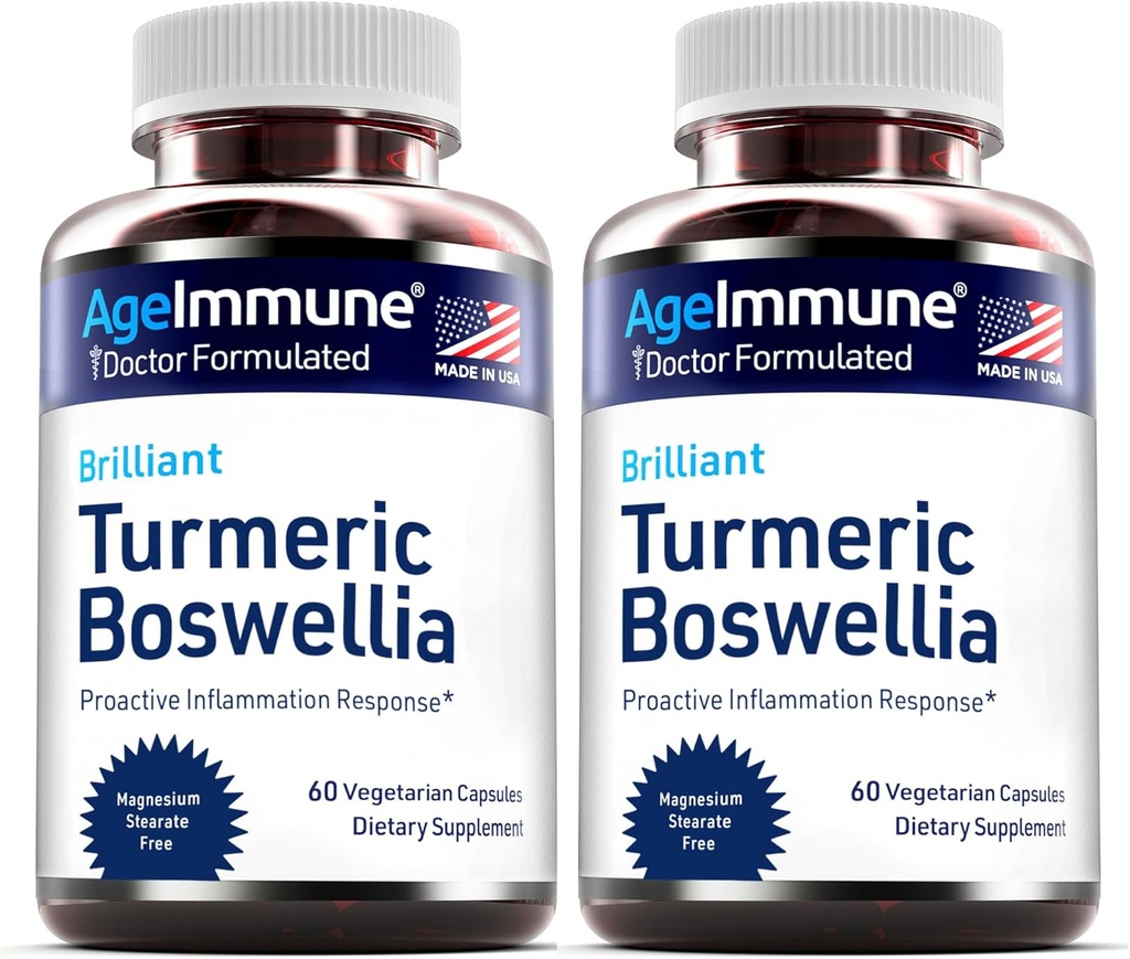 Suplement turmerowy z 65% Boswellia Serrata Extract with Black Pepper as Bioperine - Inulina - Kurkumina Turmerowa 95% Extract for Healthy Infective Response and Gut Health - 60 kapsułki - 2 opakowania