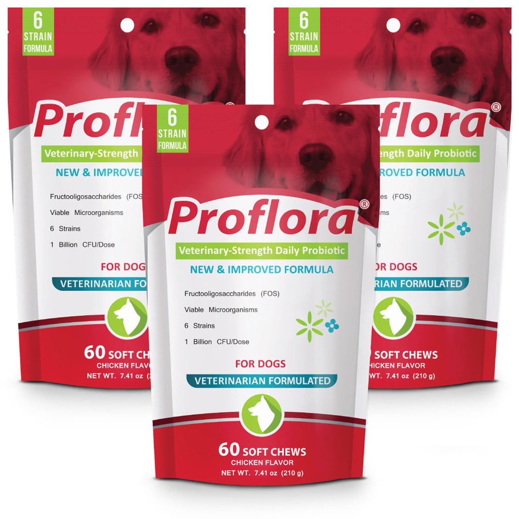 Proflora Probiotic Soft Chews for Dogs - Veterinary-Strength Daily Probiotic - Trawienie Zdrowie - Boost Immune System - Skóra i Coat Health - 180 Soft Chews