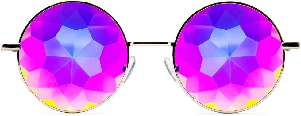GlobFX Wyobraź sobie Kalejdoskop Okulary - Metal Frame - Rainbow Diffraction Rave EDM Festival