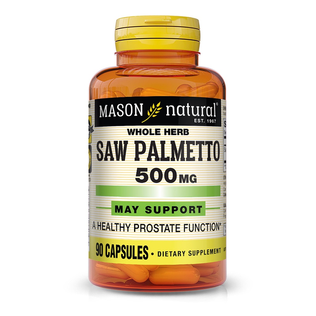 MASON NATURAL Saw Palmetto 500 mg, wspomaga Prostate Health & funkcji moczu, 90 kapsułki