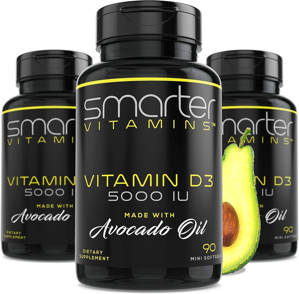 (3 opakowania) Inteligentniejsza witamina D3 5000 j.m. w Awokado Oil 125mcg 270 Mini Softgels