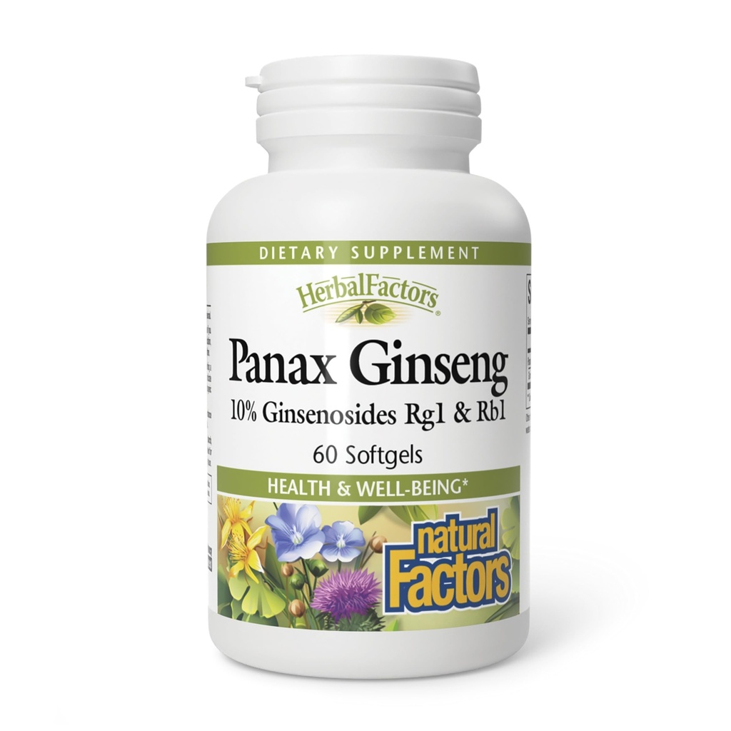 HerbalFactors by Natural Factors, Panax Ginseng, Promotes Resistance to Everyday Stress and a Healthy Well- Being, 60 softgels (60 porcji)