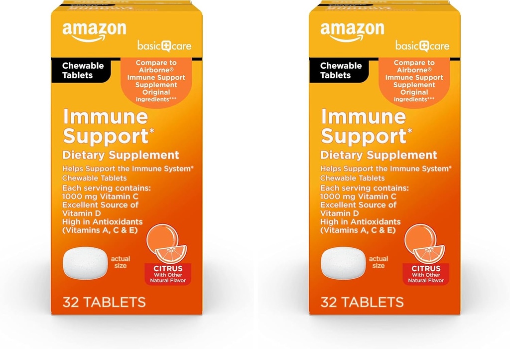Podstawowa opieka immunologiczna Citrus Chew Tablets, 32 Hrabia (Opakowanie po 2)