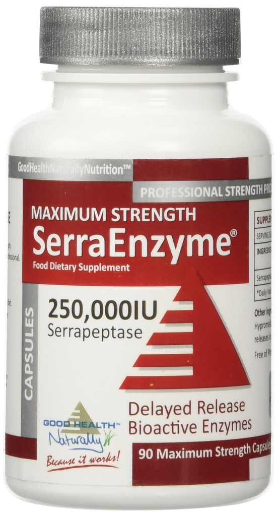 Serra Enzyme Serrapeptase Supplement - Klarowne Płuca i zatoki, Proteolityczne, Oczyszczające Spożywki 124; 250.000 IU - Maksymalna moc 124; 90 Kapsułki