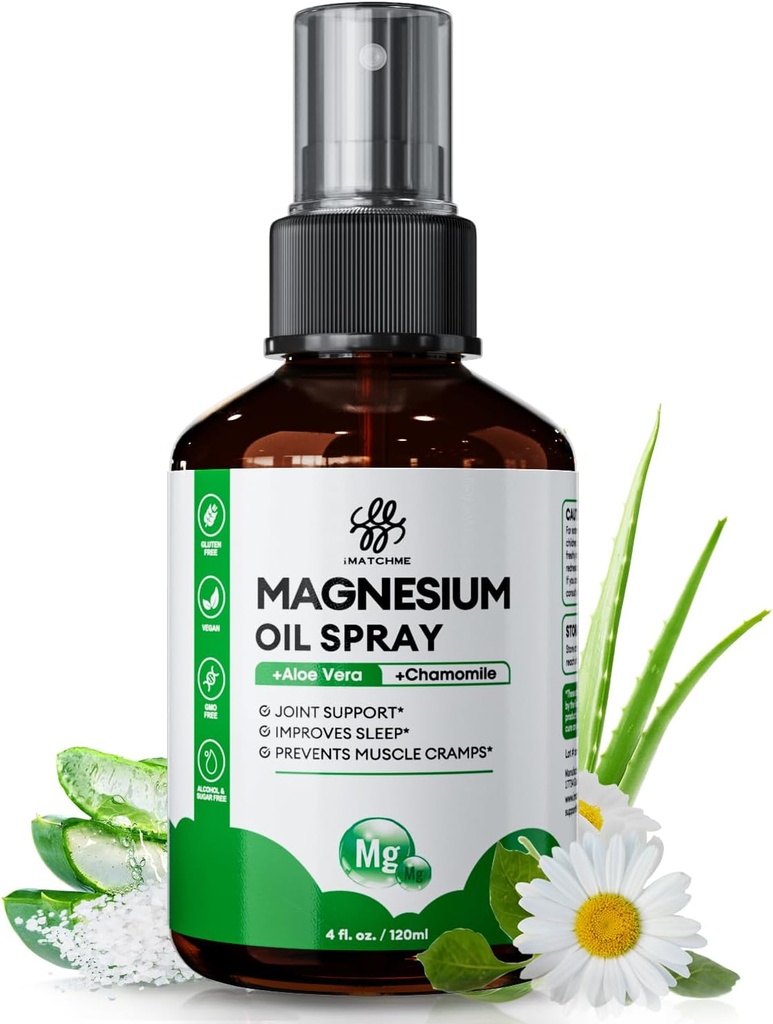 Rozpylacz oleju magnezowego - rozpylacz magnezowy na nogi i ciało, skurcze nóg, wsparcie dla zdrowia i snu Joint Health & Sleep, Nourish Skin - Czysty, Topical i naturalny olej ze starożytnych minerałów, 4oz