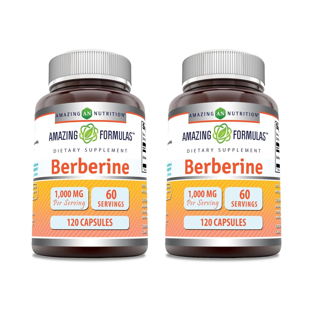 Amazing Formulas Berberine 1000mg Per Serving Capsules Supplement Equipment 124; Non GMO Equipment 124; Gluten Free Equipment 124; Made in USA (120 Ecuador 124; 2 Pack)