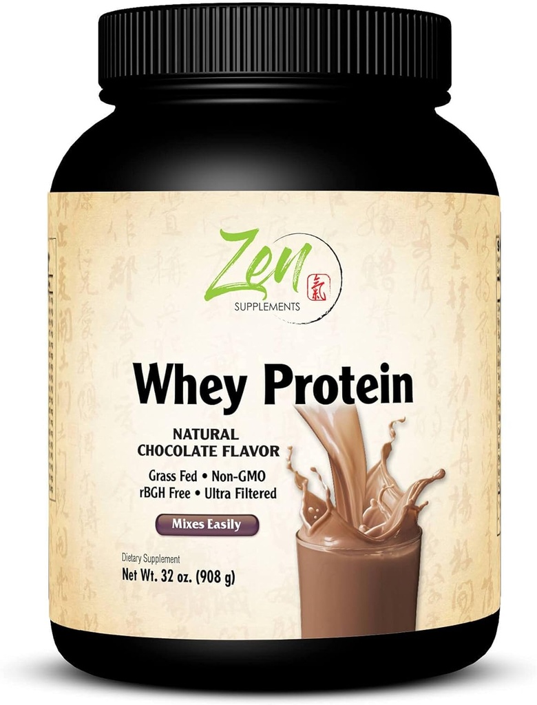 Zupy Zen - Organic trawa karmiona białkiem serwatki 19g per serving Keto Friendly - Czekolada 32 Oz- Proszek