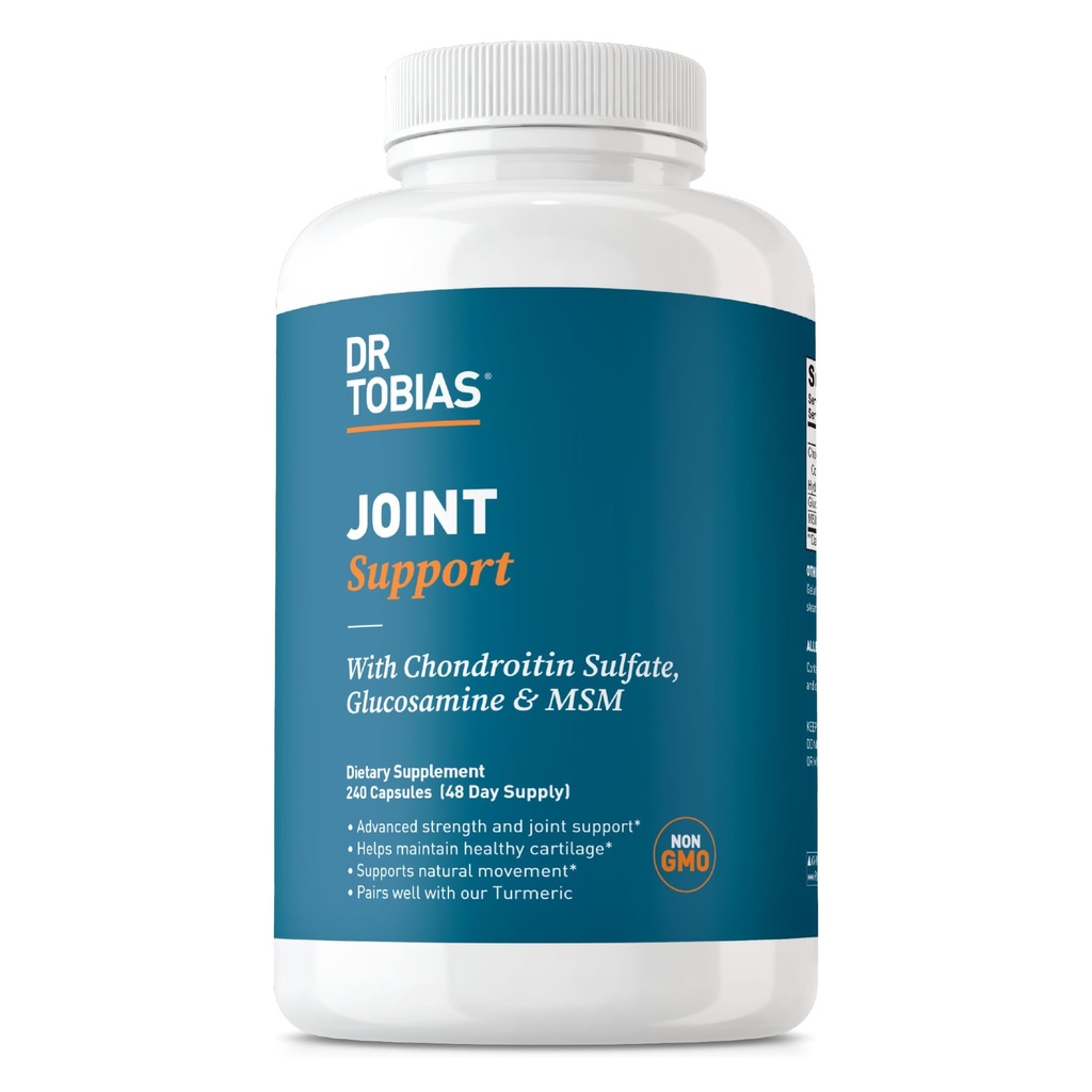 Dr Tobias Joint Supplement Supplement with Glucozamine Chondroitin MSM, Wsparcie Tkanka, Funkcje i Elastyczność, Dodatkowa moc Joint Supplements dla mężczyzn i kobiet, 240 Kapsułki