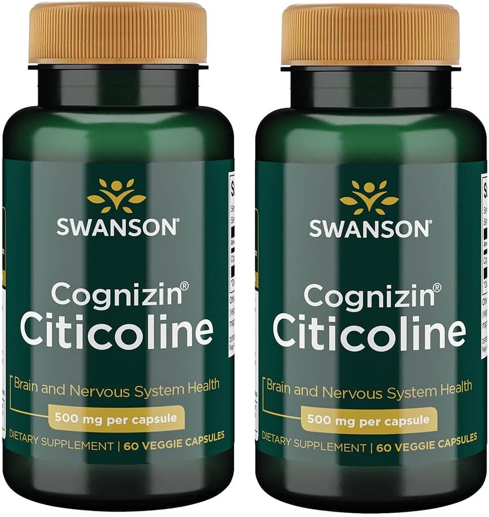 Swanson Cognizin Citicoline 1000 Miligramy 60 Kapsułki Veg (2 opakowania)