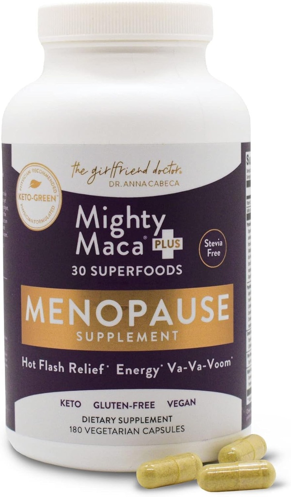 Menopauza Wsparcie Kapsułki przez dr Anna Cabeca - Plant- Based Supplement z Maca, Ashwagandha, i Adaptogens for Mood, Energy & Hormon Balance - 180 Kapsułki