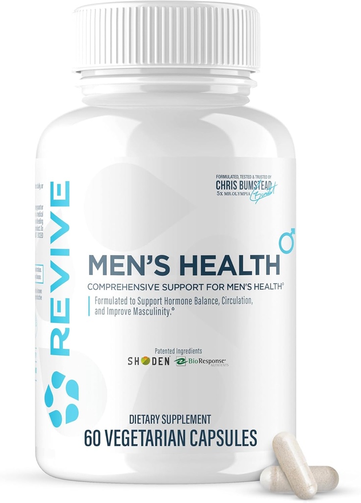 Revive MD DIM Suplement dla mężczyzn - Wspiera równowagę hormonalną, Mężczyzna Sexual & Prostate Health - Zdrowy Testosteron & Estrogen Poziomy z Ashwagandha & Zielona herbata (60 Kapsułki wegetariańskie, 30 Sług)