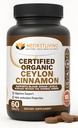 Ja Pierwszy Żywy Ceylon Cynamon 1000mg, 100% Certified Organic Cynamon Ceylon, Non-GMO, Prawdziwy Cynamon, Wsparcie metabolizmu, Przeciwutleniacz - 60 Tabletki