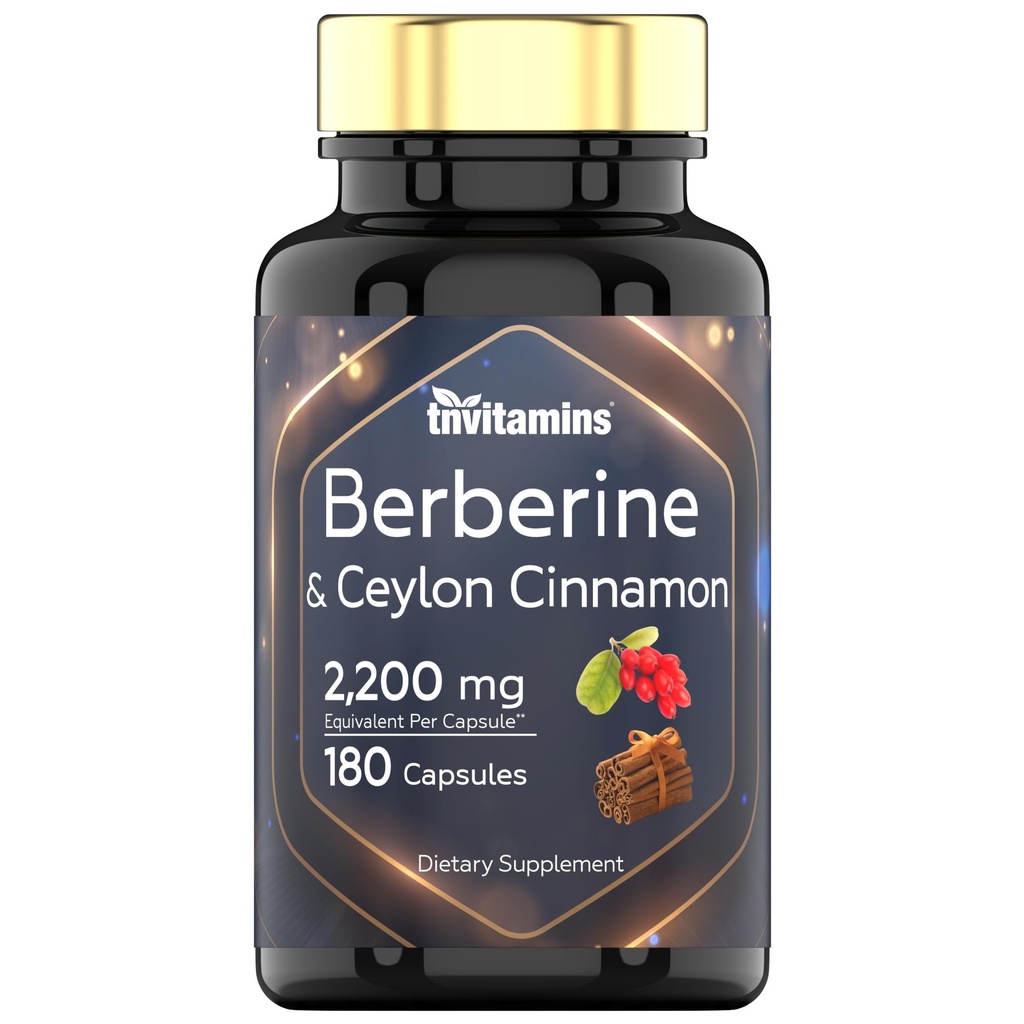 Berberyna z Ceylon Cynamon: 2200 mg Per Capsule - 180 Kapsułek 124; Naturalny suplement Berberyny dla zdrowia układu krążenia i krążenia * 124; 6 Miesiąc Dostawy 124; Made in USA!